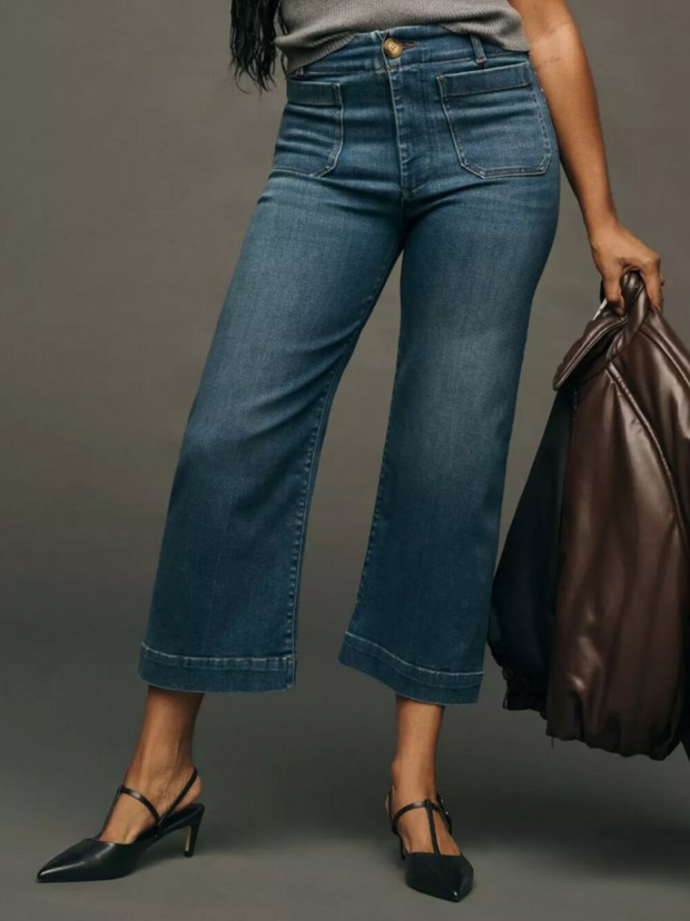Maeve The Colette Cropped Wide Leg Jeans 26 | Anthropologie Soft Blue High Rise